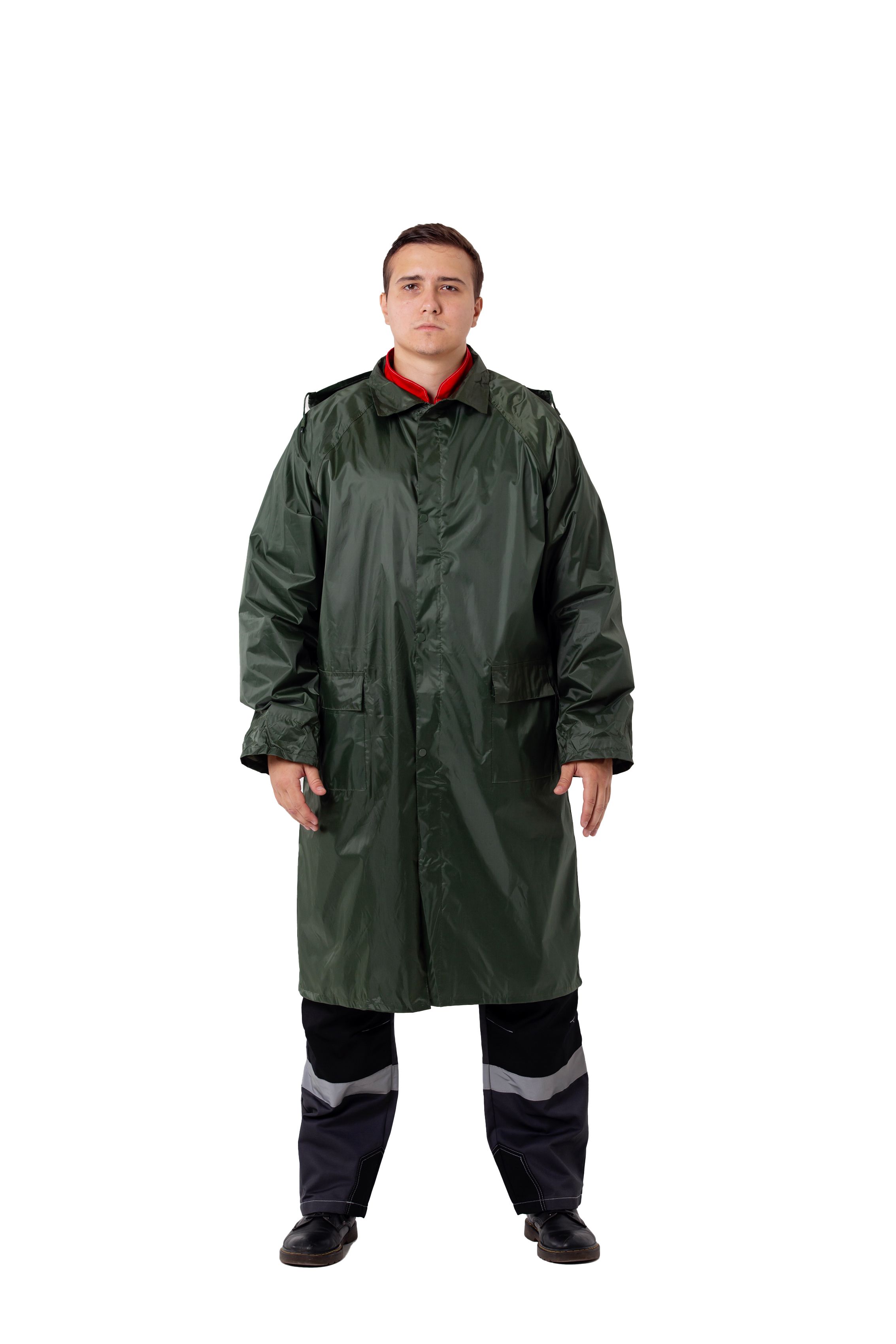 Плащ нейлоновый с ПВХ влагозащитный, зеленый